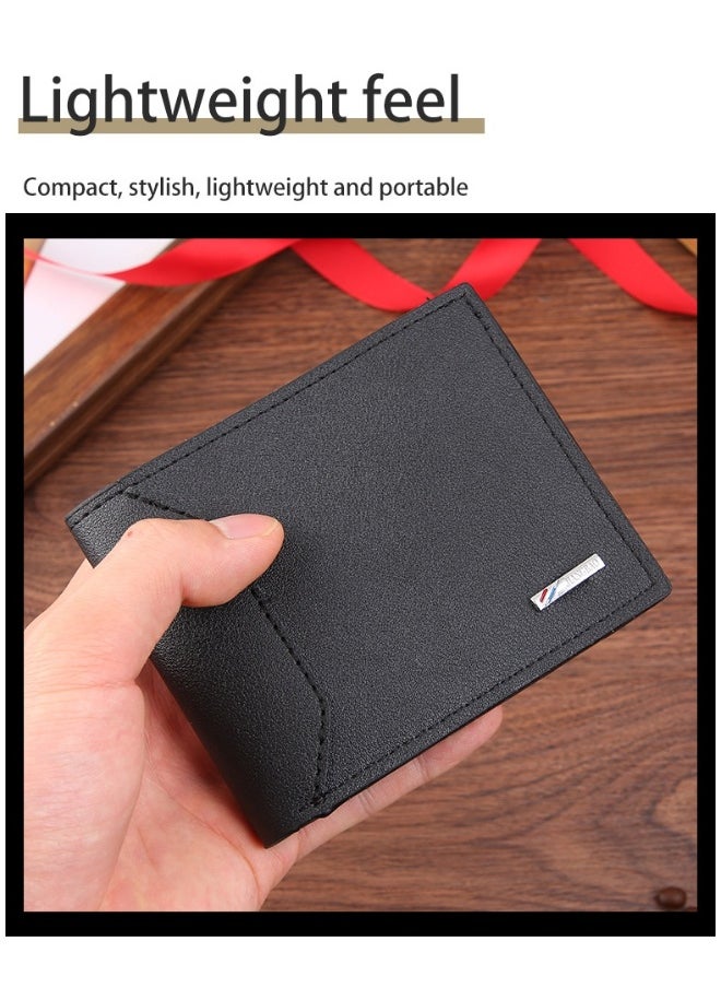 Men's Short Wallet Fashion Retro Multifunctional Wallet Zipper Buckle Card Holder