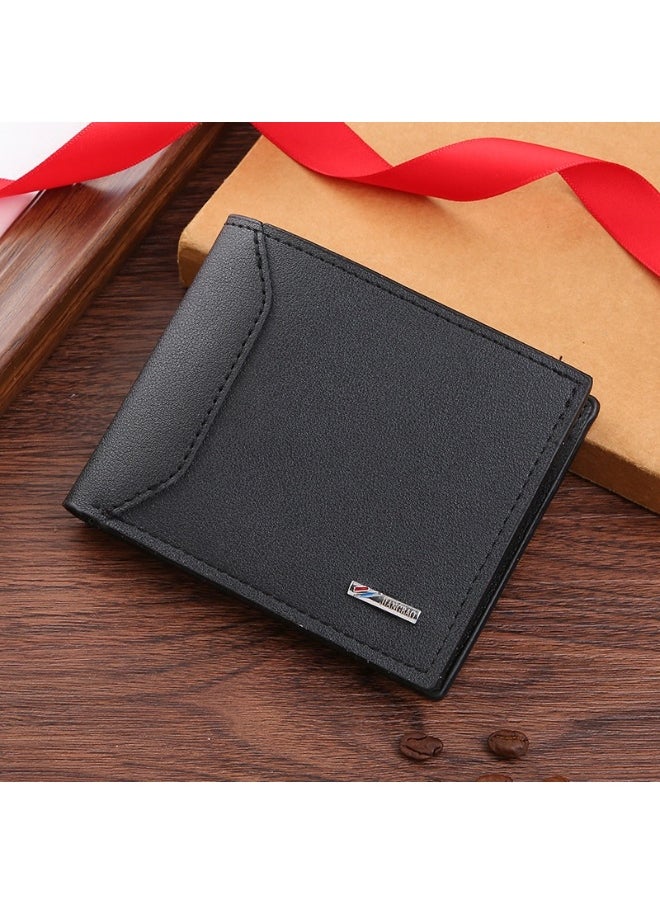 Men's Short Wallet Fashion Retro Multifunctional Wallet Zipper Buckle Card Holder