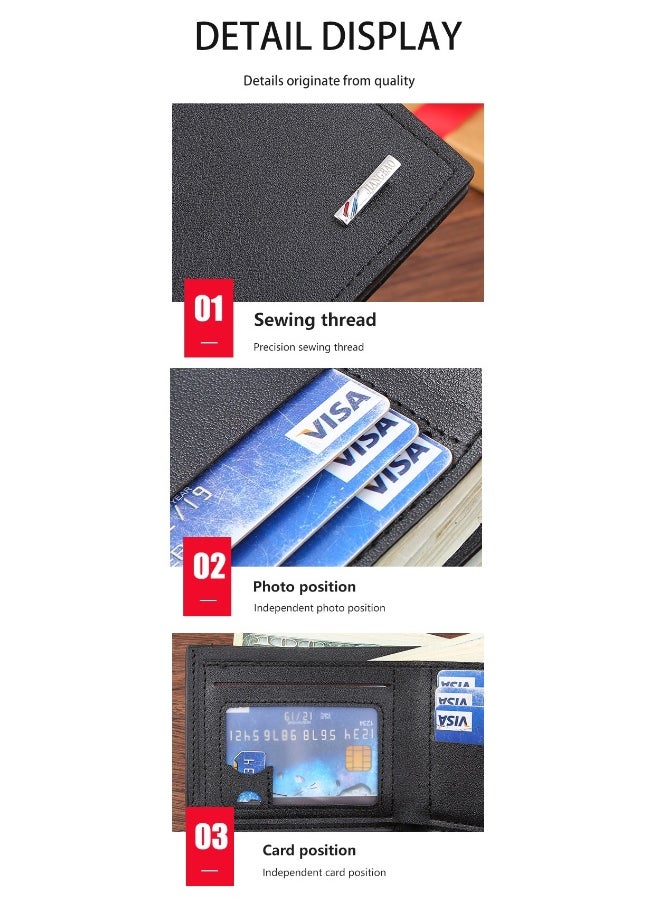 Men's Short Wallet Fashion Retro Multifunctional Wallet Zipper Buckle Card Holder