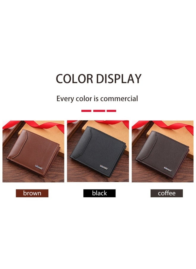 Men's Short Wallet Fashion Retro Multifunctional Wallet Zipper Buckle Card Holder