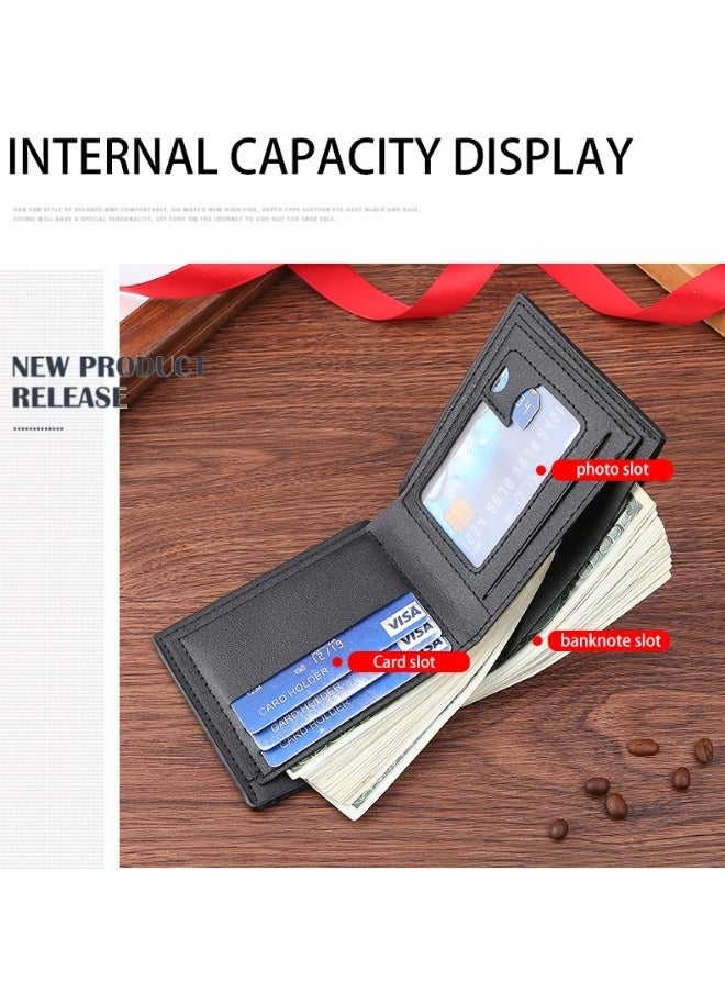 Men's Short Wallet Fashion Retro Multifunctional Wallet Zipper Buckle Card Holder