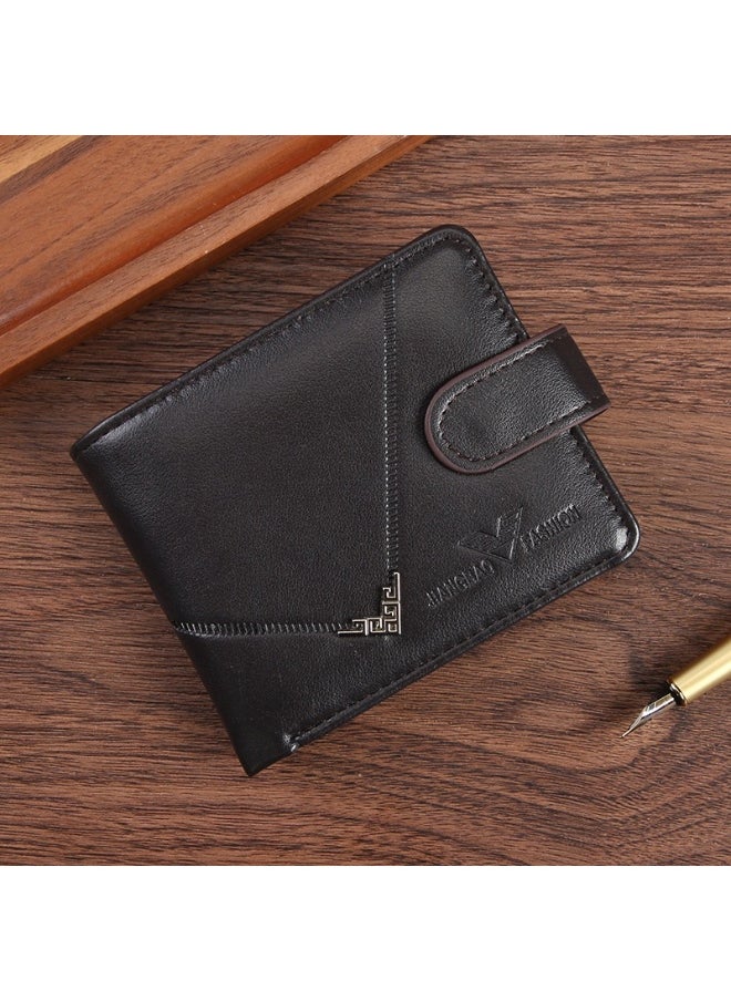 Men's Short Wallet Fashion Retro Multifunctional Wallet Zipper Buckle Card Holder