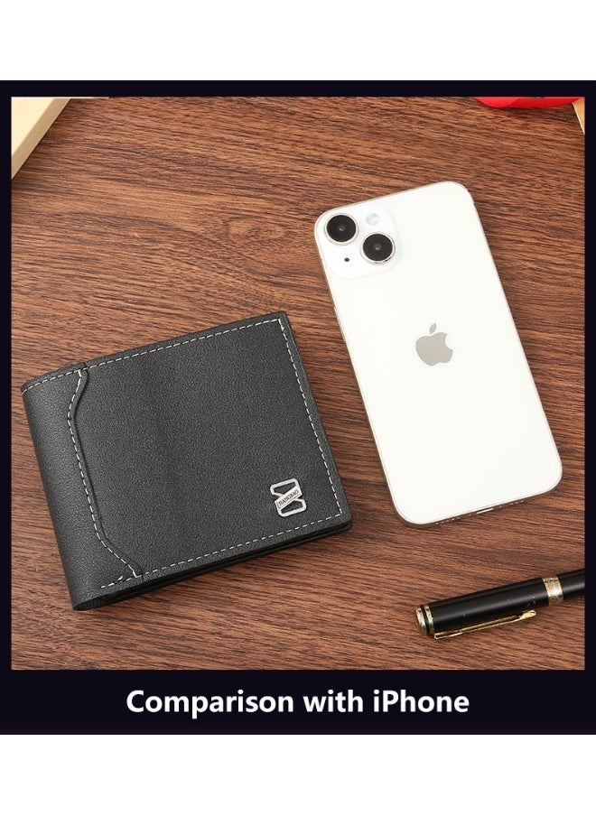 Men's Short Wallet Fashion Multi-card Split-leather Youth Student Money Clip Horizontal Money Clip Card Holder