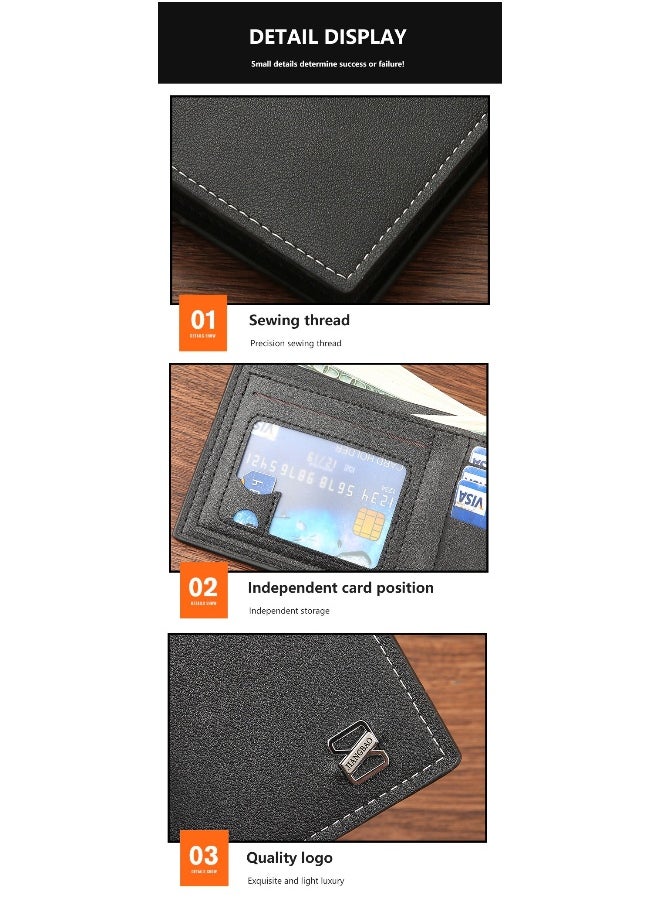 Men's Short Wallet Fashion Multi-card Split-leather Youth Student Money Clip Horizontal Money Clip Card Holder