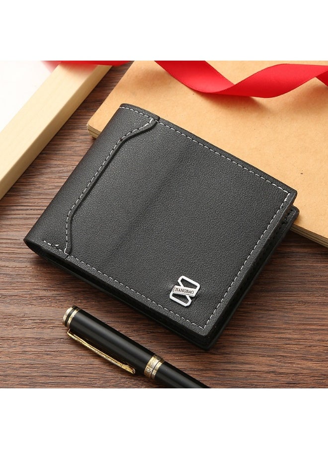 Men's Short Wallet Fashion Multi-card Split-leather Youth Student Money Clip Horizontal Money Clip Card Holder