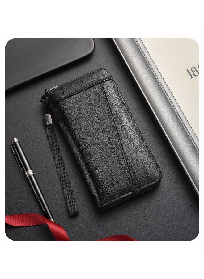 Men's Long Wallet Fashion Retro Multifunctional Wallet Zipper Buckle Card Holder