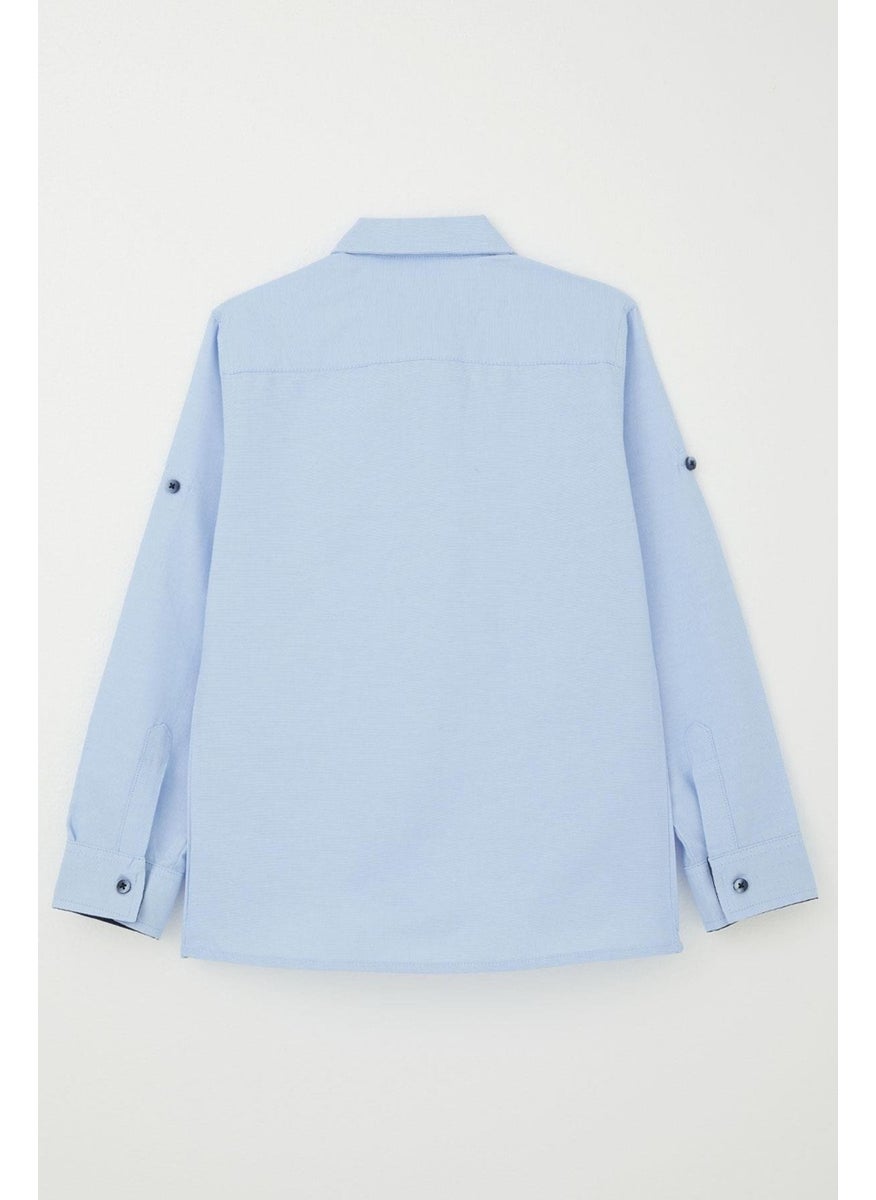 Boy's Shirt with Bow Tie, Age 8-12, Light Blue