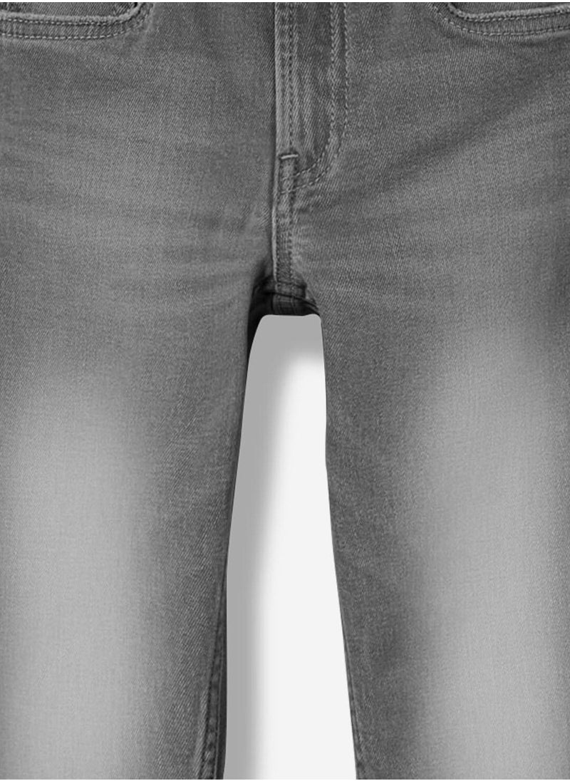 Regular Printed Grey Cotton Jeans For Boys Pull On 100 % Cotton