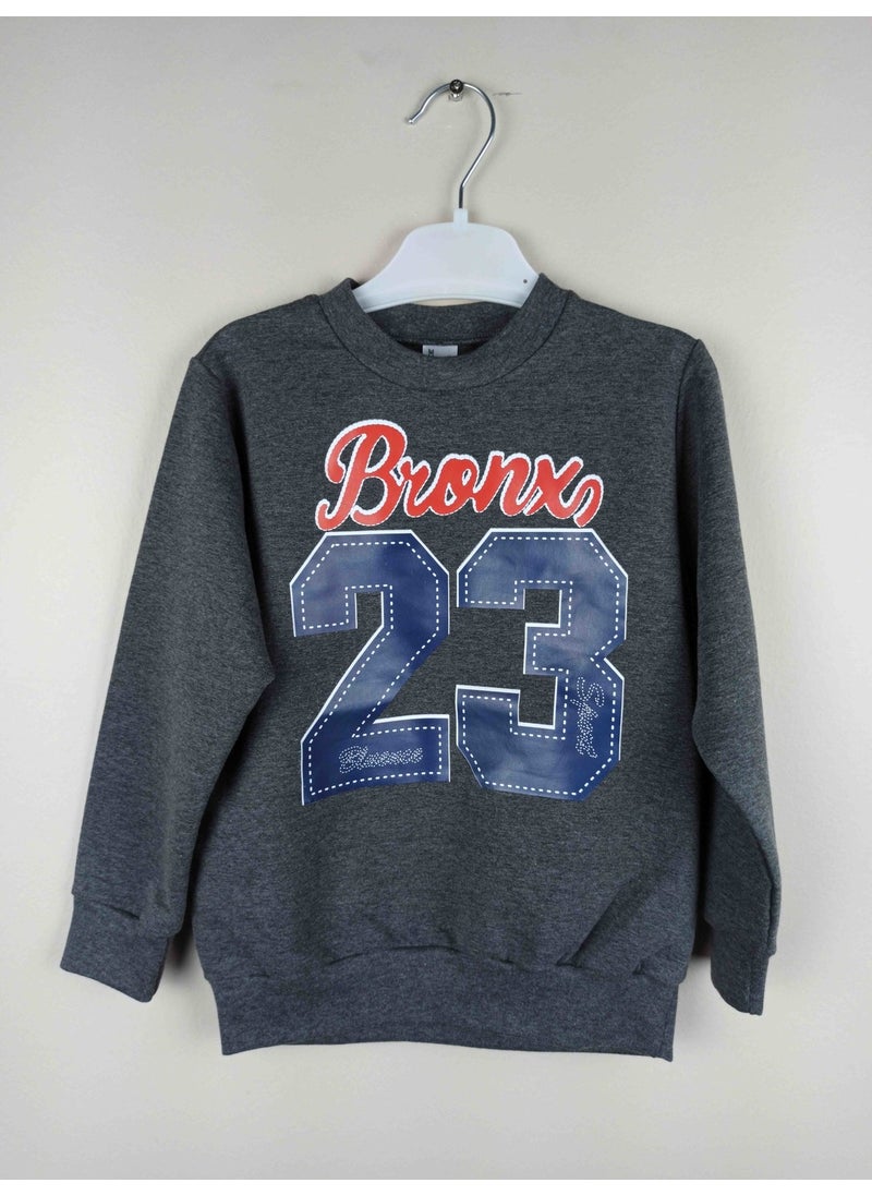 Boy's Printed Anthracite Cotton Sweatshirt