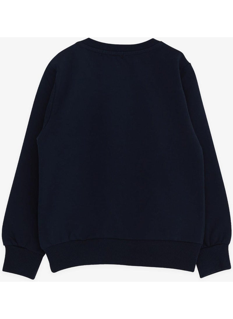 Boy's Sweatshirt with Text Printed, Age 2-6, Navy Blue