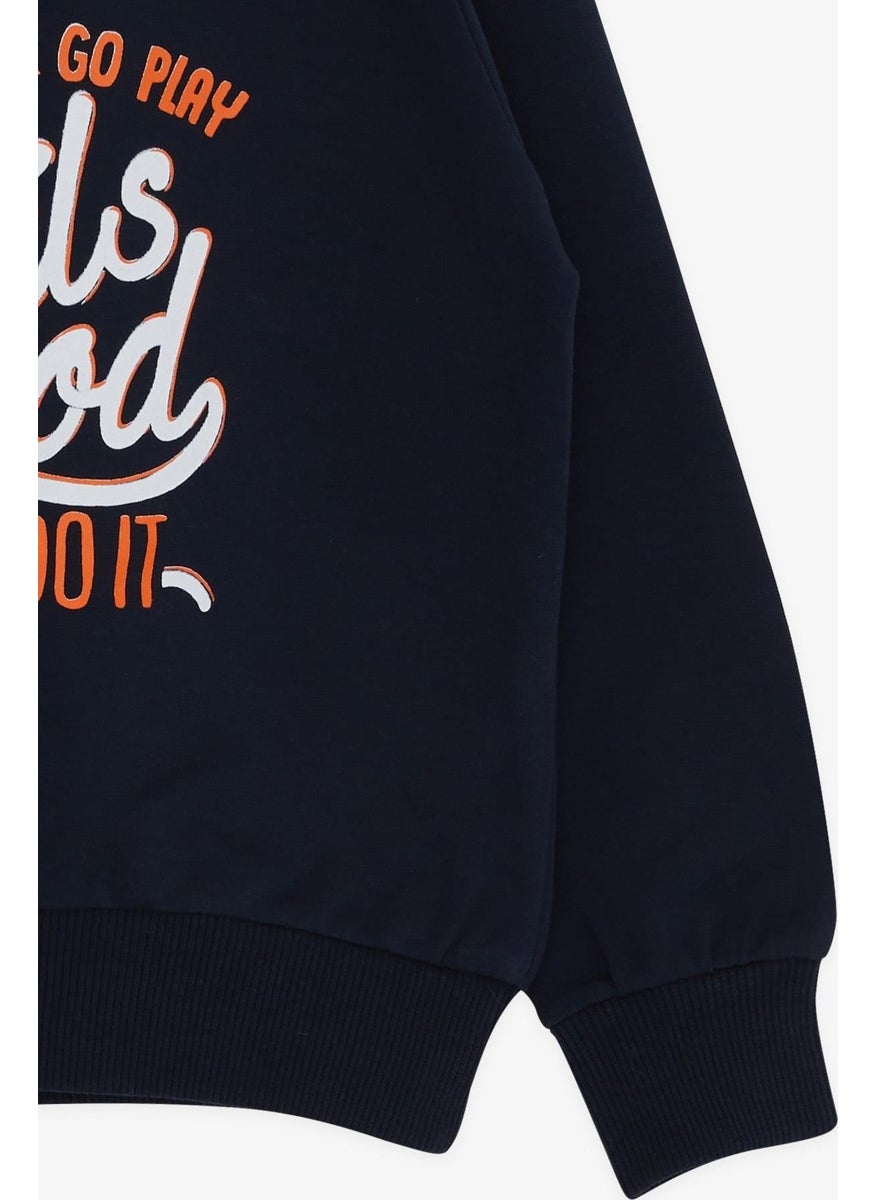 Boy's Sweatshirt with Text Printed, Age 2-6, Navy Blue