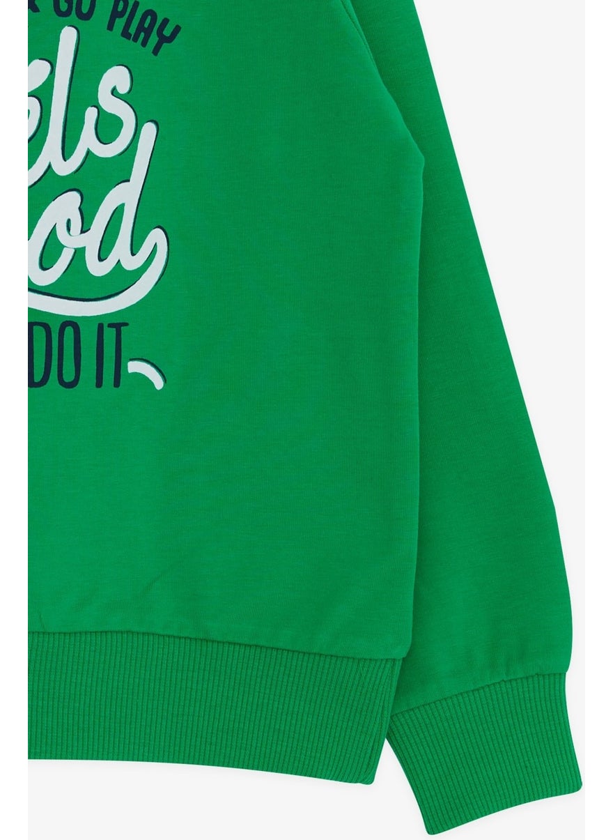 Boy's Sweatshirt Text Printed, Age 2-6, Green