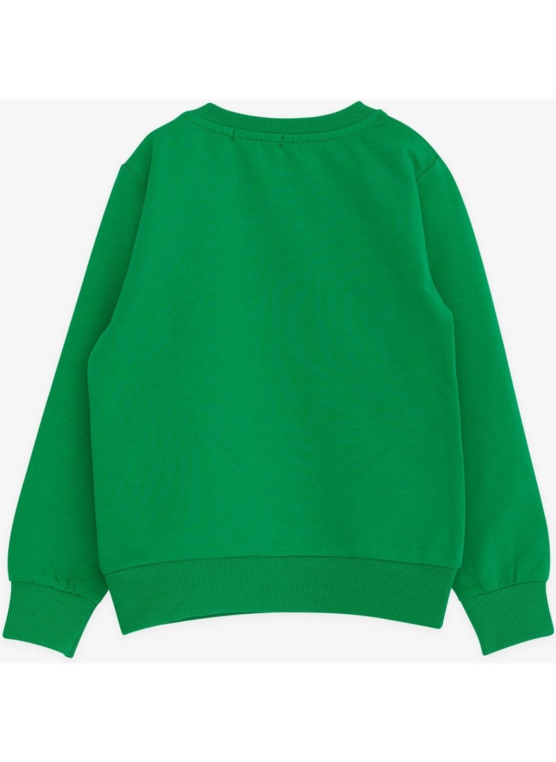 Boy's Sweatshirt Text Printed, Age 2-6, Green