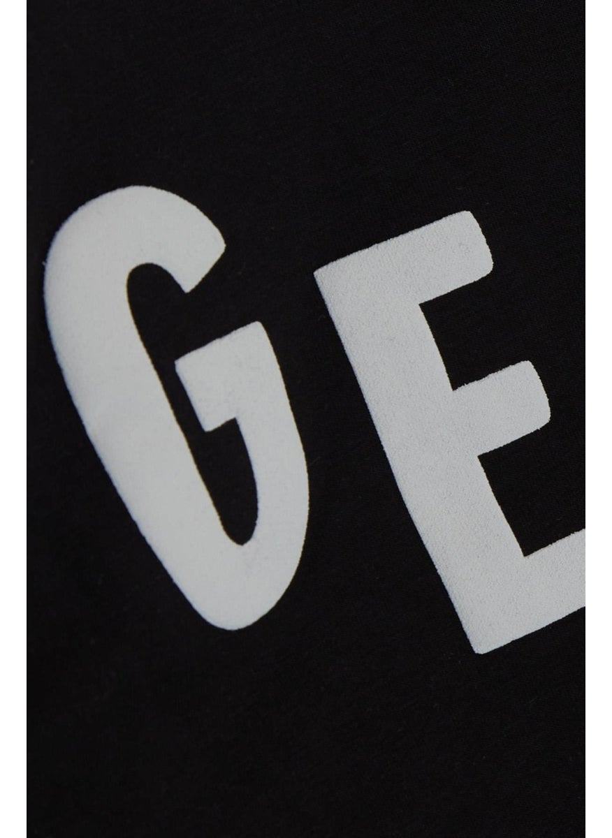 Girls & Boys Boy's Sweatshirt Hooded Text Printed 8-14 Years, Black
