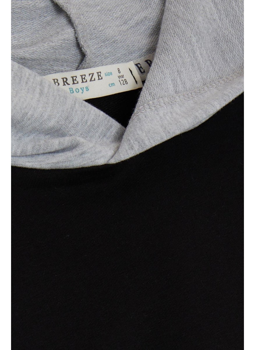 Girls & Boys Boy's Sweatshirt Hooded Text Printed 8-14 Years, Black