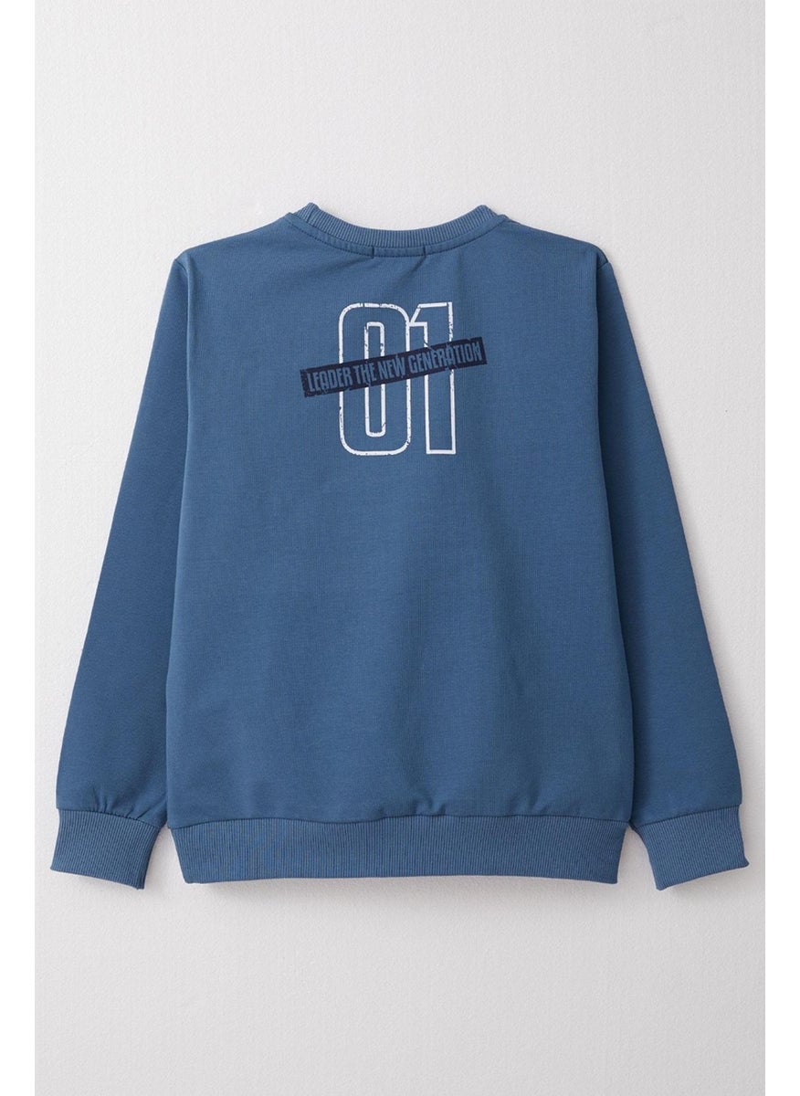 Boy's Sweatshirt Text Printed 4-8 Years, Indigo