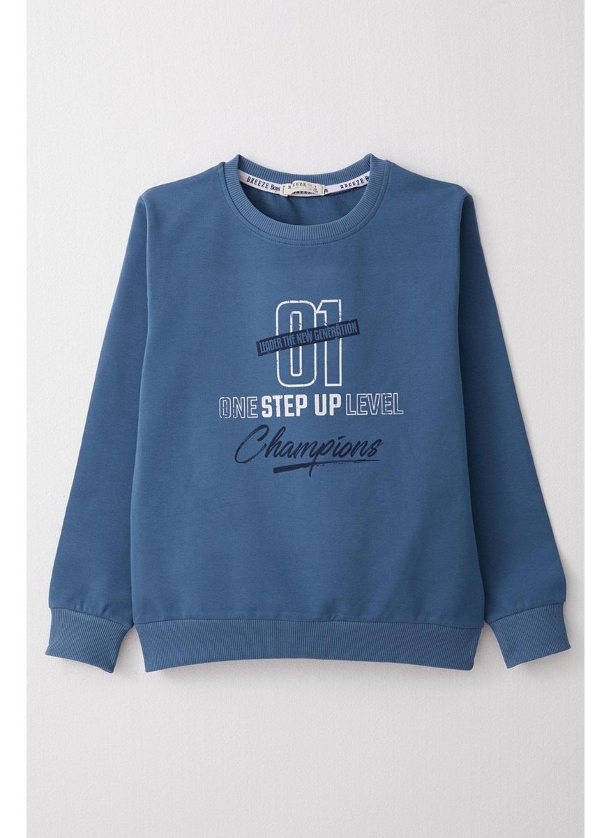 Boy's Sweatshirt Text Printed 4-8 Years, Indigo