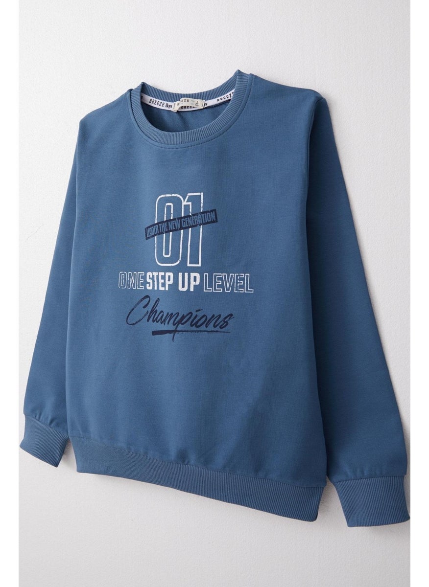 Boy's Sweatshirt Text Printed 4-8 Years, Indigo