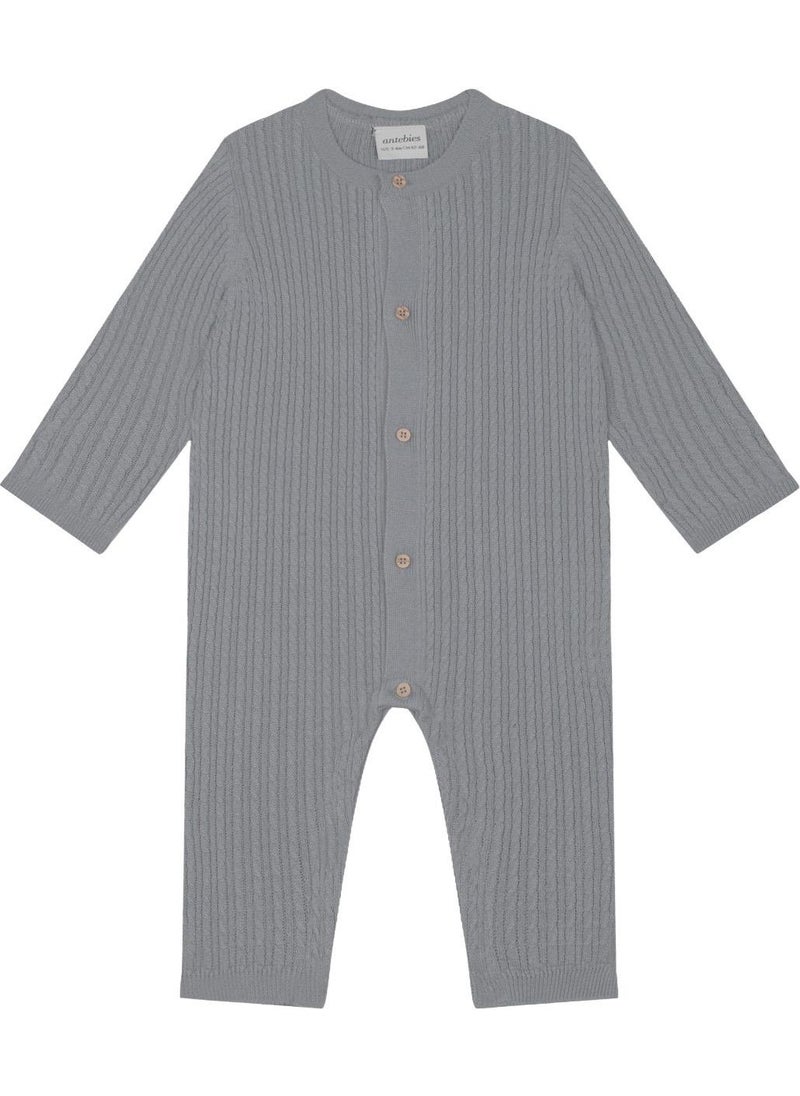 Gray Herringbone Knitted Jumpsuit