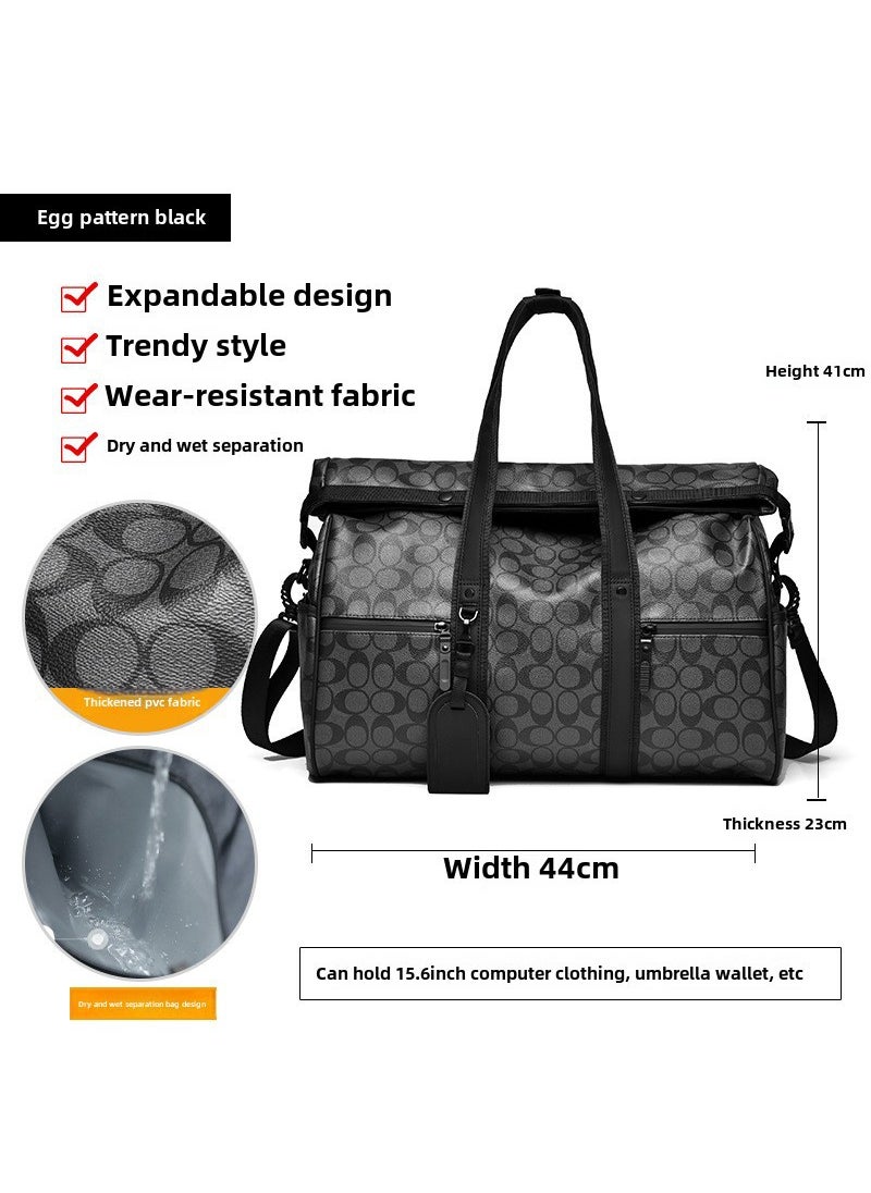 Mens Stylish Gym Travel Bag Large Capacity Waterproof 8611 egg pattern black