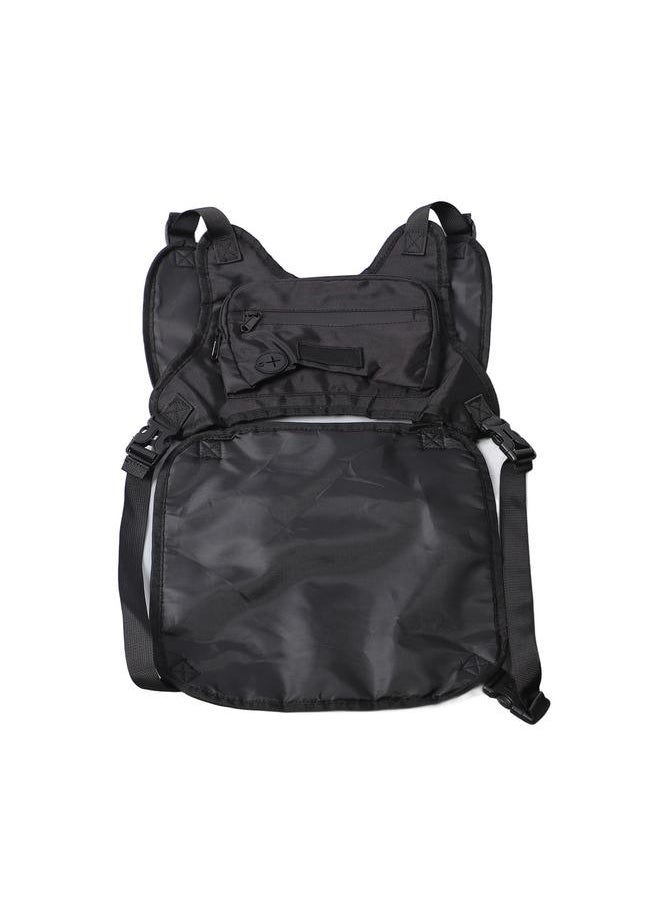 Outdoor Sports Chest Bag Men Fashionable Adjustable Storage Chest Pack Vest for Workout Cycling Hiking Black Free Size
