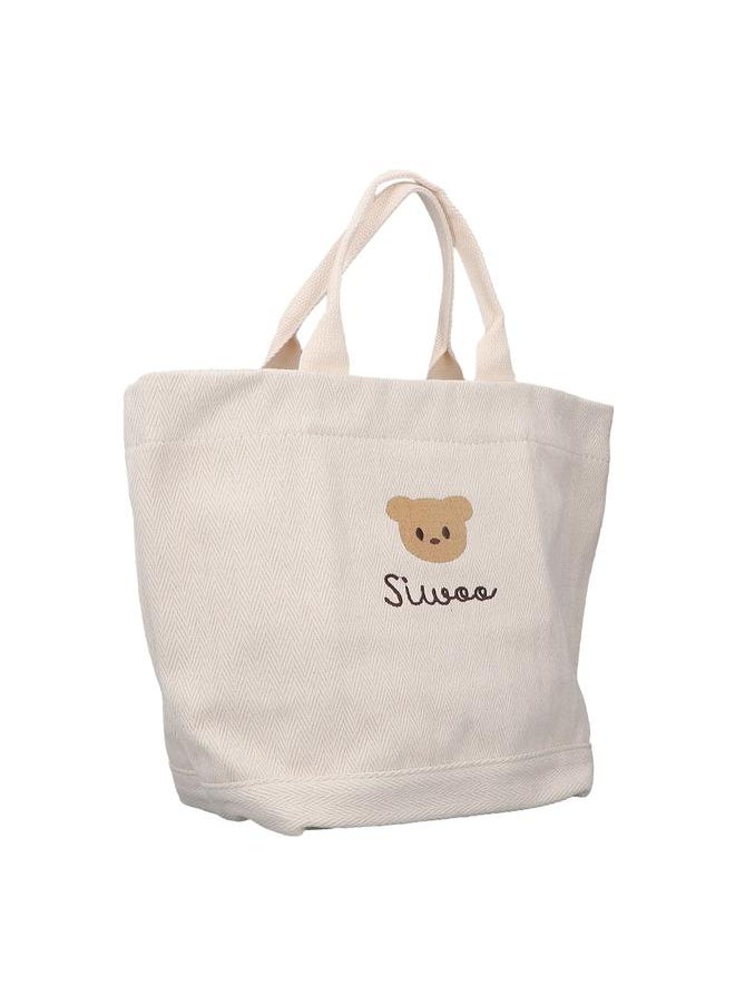 Travel Bag Canvas Large Capacity Cute Bear Pattern Stylish Washable Mom Daddy Bag for Sports Beach