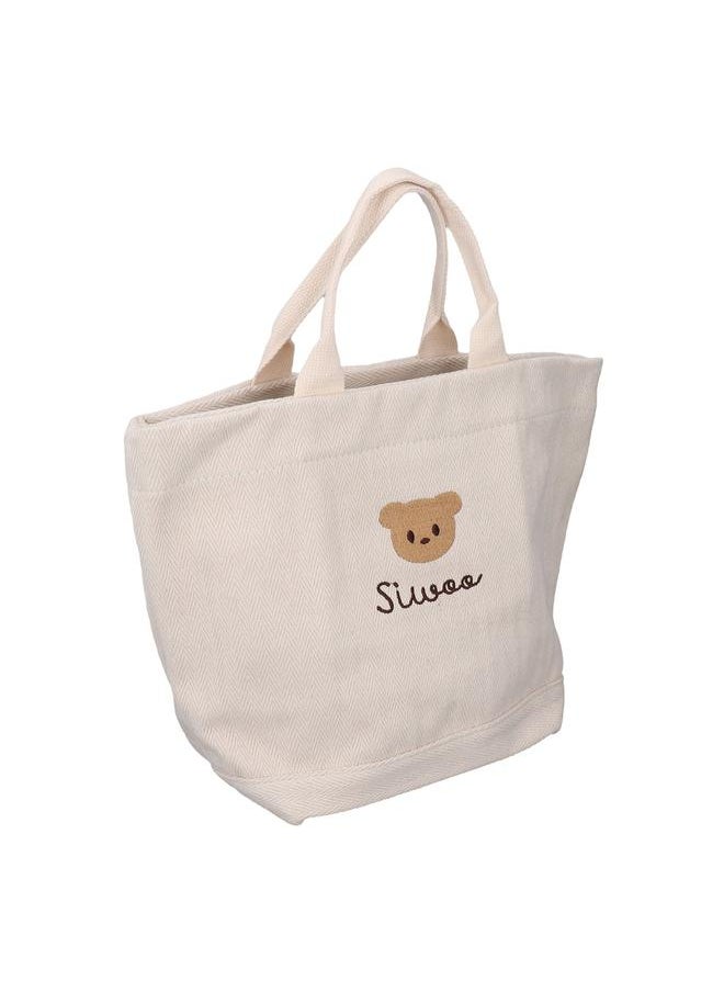 Travel Bag Canvas Large Capacity Cute Bear Pattern Stylish Washable Mom Daddy Bag for Sports Beach