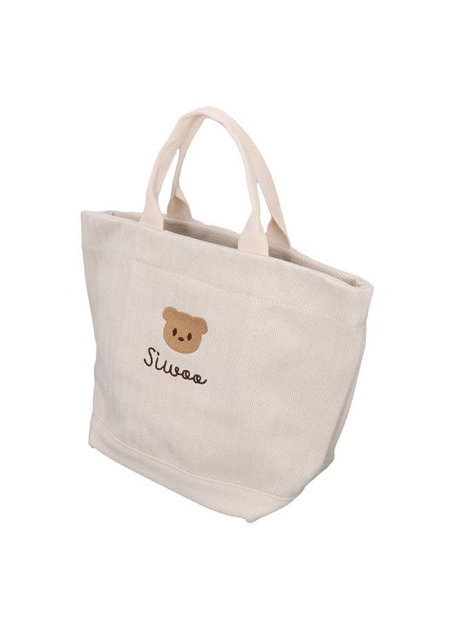 Travel Bag Canvas Large Capacity Cute Bear Pattern Stylish Washable Mom Daddy Bag for Sports Beach
