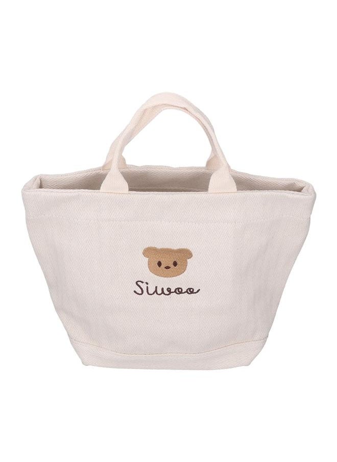 Travel Bag Canvas Large Capacity Cute Bear Pattern Stylish Washable Mom Daddy Bag for Sports Beach