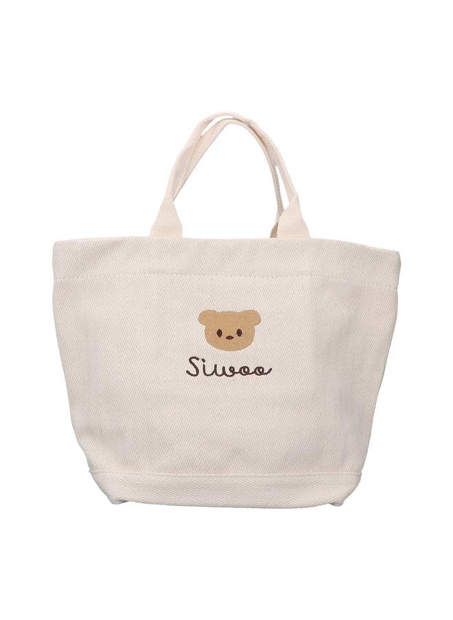 Travel Bag Canvas Large Capacity Cute Bear Pattern Stylish Washable Mom Daddy Bag for Sports Beach