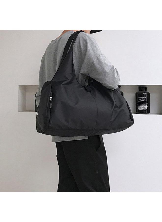 Oxford Shoulder Bag Casual Outdoor Training Yoga Sport Travel Bag Handbag Tote (Black)