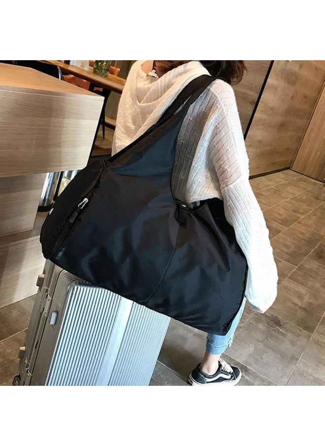 Oxford Shoulder Bag Casual Outdoor Training Yoga Sport Travel Bag Handbag Tote (Black)