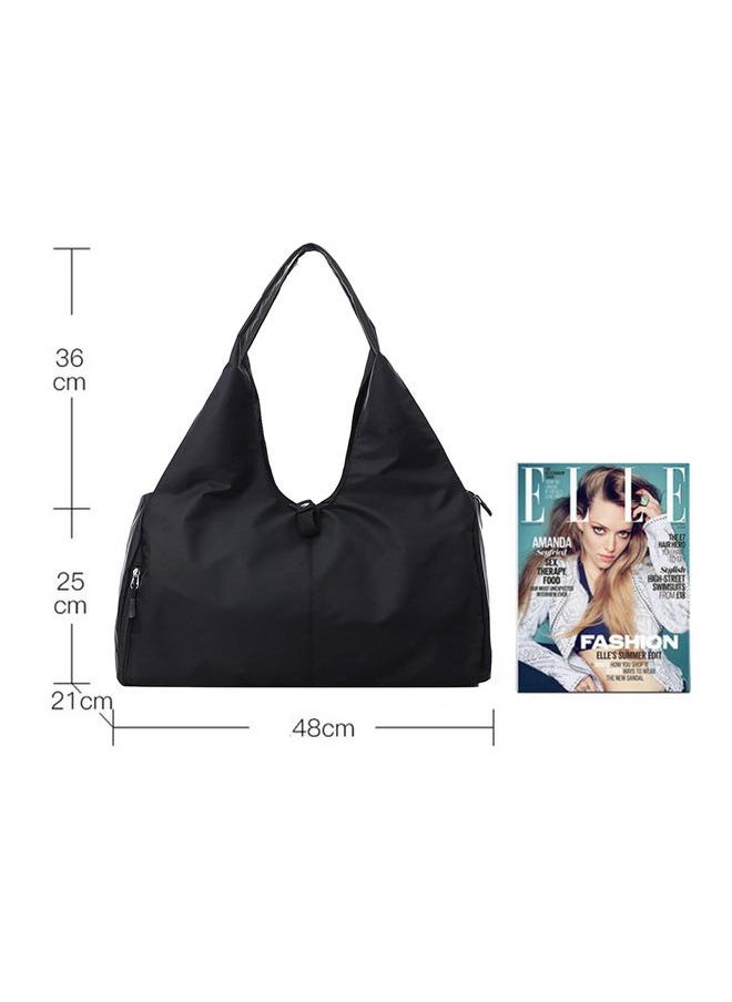 Oxford Shoulder Bag Casual Outdoor Training Yoga Sport Travel Bag Handbag Tote (Black)