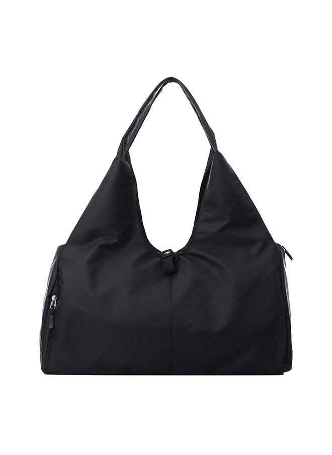 Oxford Shoulder Bag Casual Outdoor Training Yoga Sport Travel Bag Handbag Tote (Black)