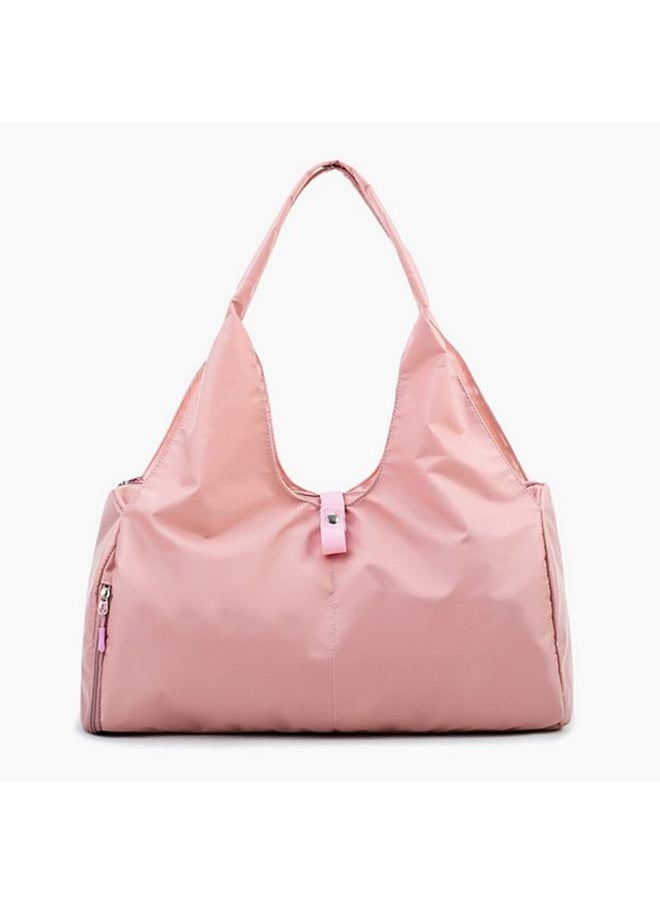 Oxford Shoulder Bag Casual Outdoor Training Yoga Sport Travel Bag Handbag Tote (Pink)