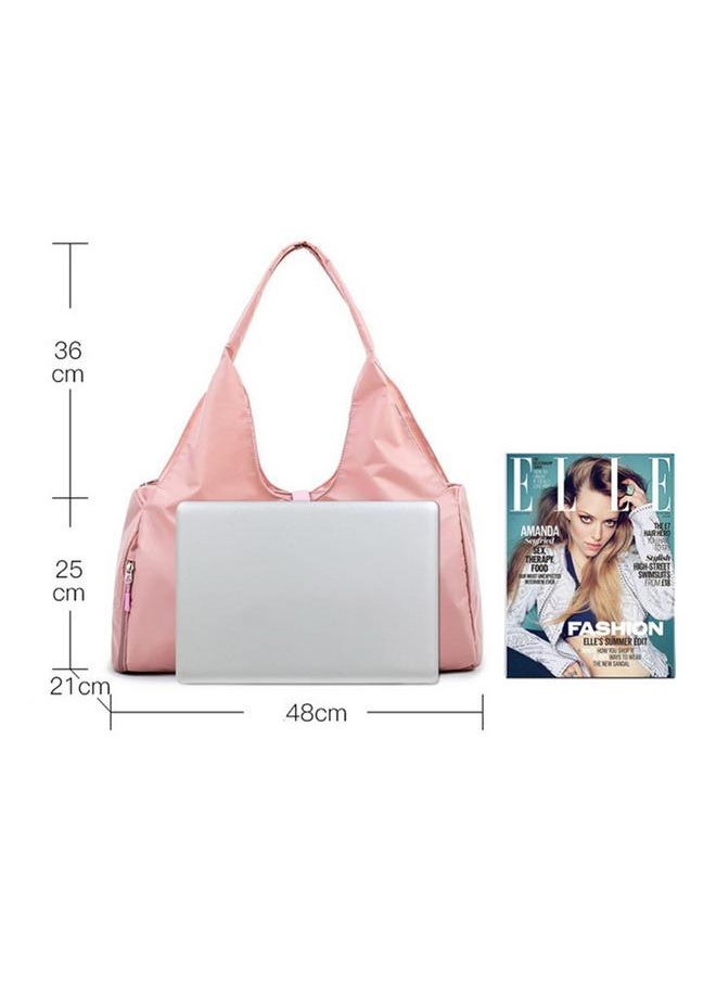 Oxford Shoulder Bag Casual Outdoor Training Yoga Sport Travel Bag Handbag Tote (Pink)