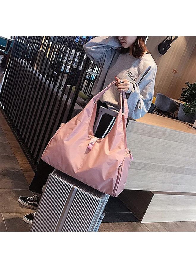 Oxford Shoulder Bag Casual Outdoor Training Yoga Sport Travel Bag Handbag Tote (Pink)
