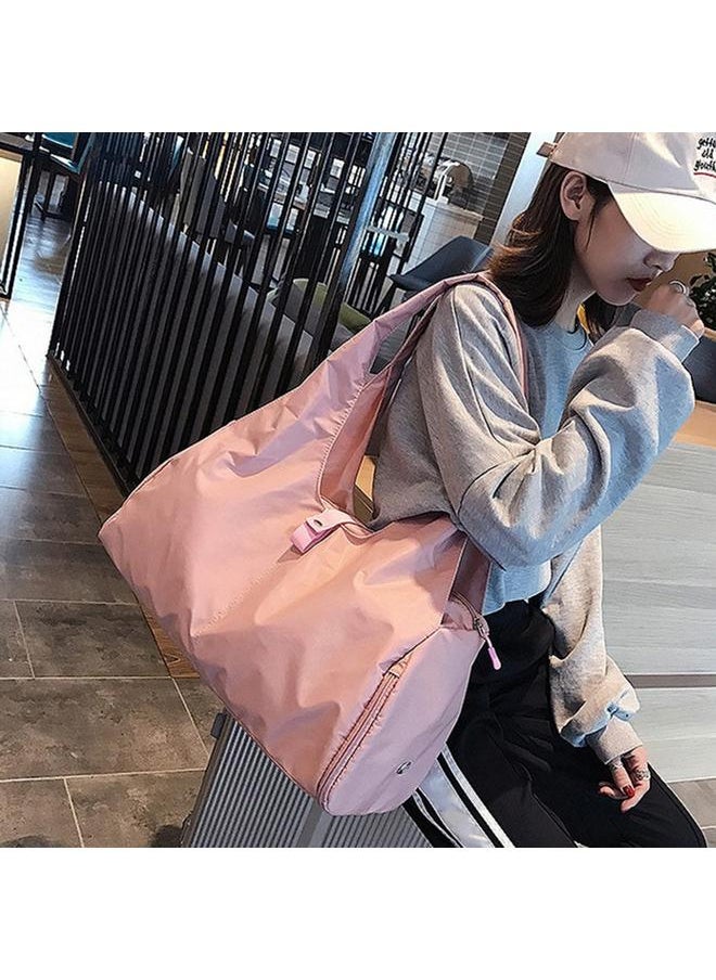 Oxford Shoulder Bag Casual Outdoor Training Yoga Sport Travel Bag Handbag Tote (Pink)