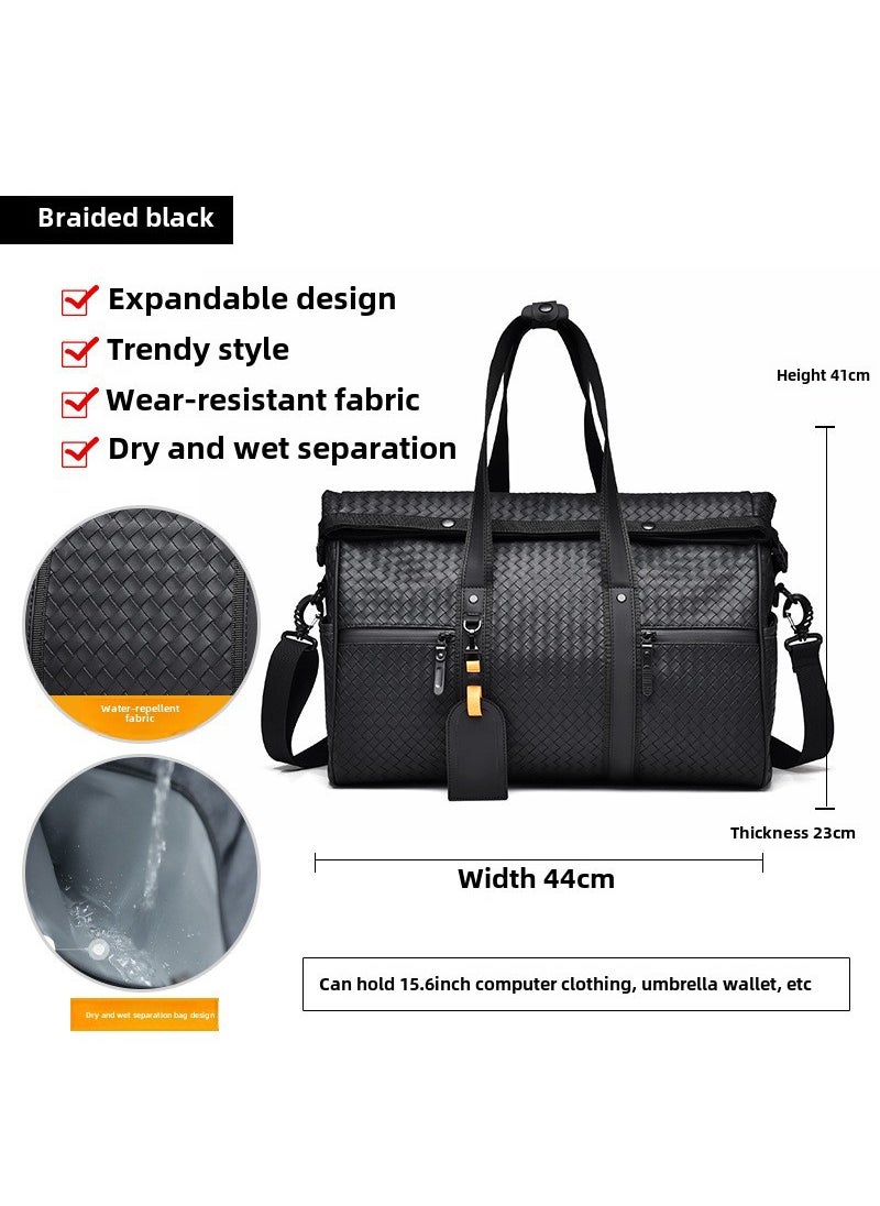 Mens Stylish Gym Travel Bag Large Capacity Waterproof 8611 woven black