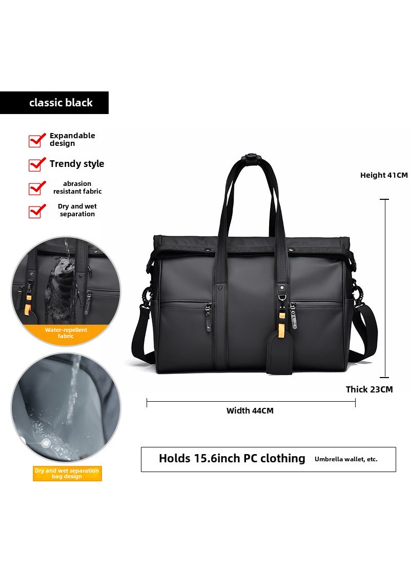 Mens Stylish Gym Travel Bag Large Capacity Waterproof 8611 classic Black