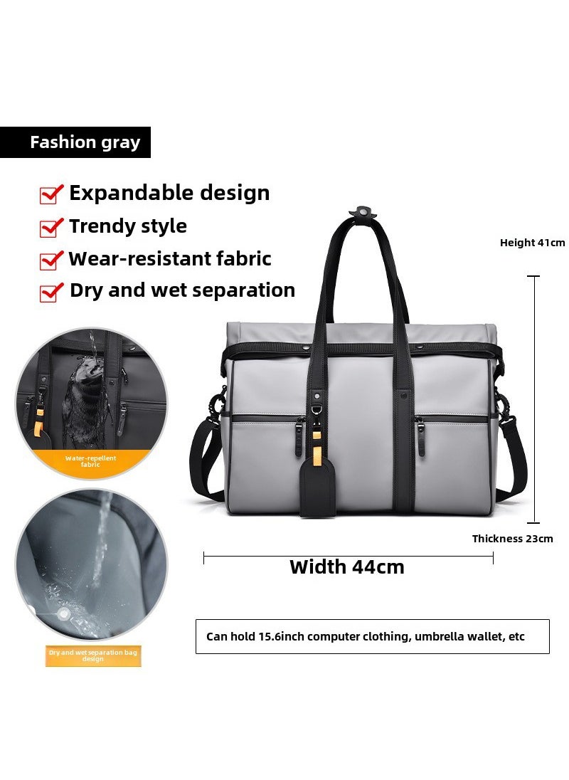 Mens Stylish Gym Travel Bag Large Capacity Waterproof 8611 fashion gray