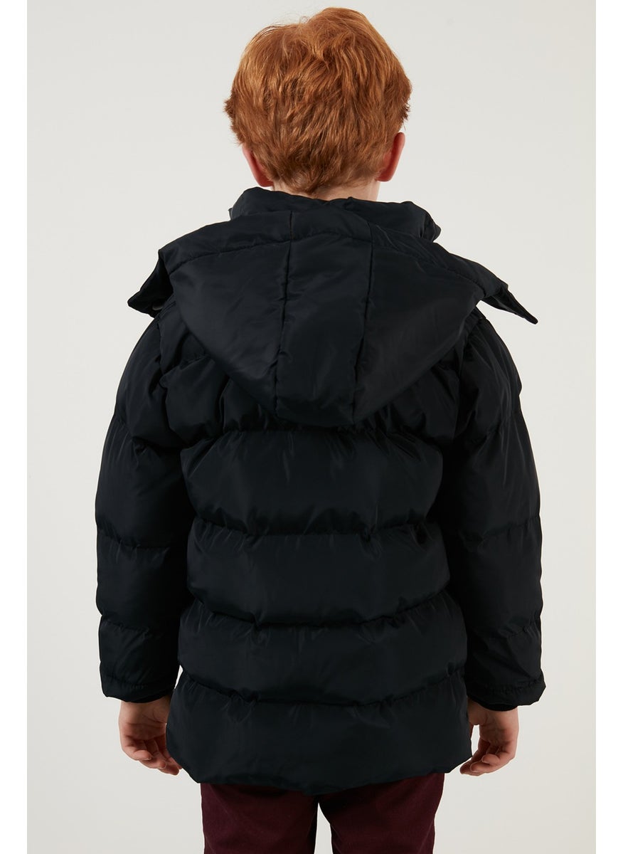 Plush Lined Removable Hooded Winter Coat with Pockets Boys' Coat 5761587