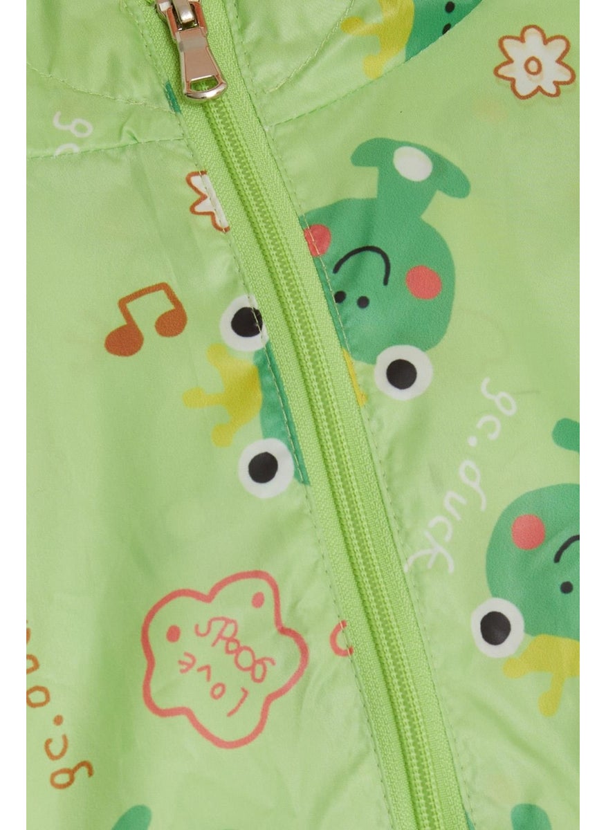 Girls & Boys Boy's Raincoat Prince Frog Patterned 1-5 Years, Pistachio Green