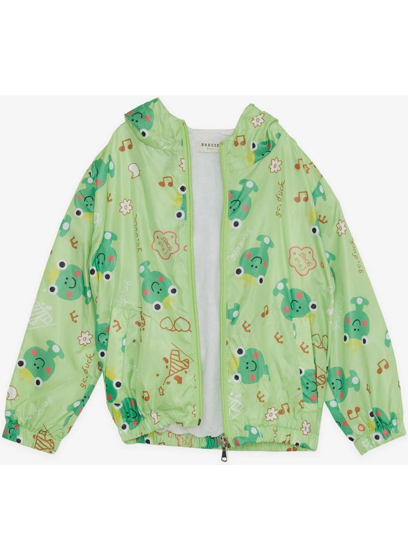 Girls & Boys Boy's Raincoat Prince Frog Patterned 1-5 Years, Pistachio Green
