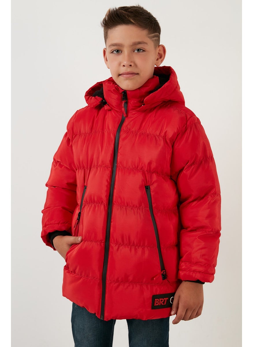 Plush Lined Removable Hooded Puffer Coat Boys' Coat 5763038