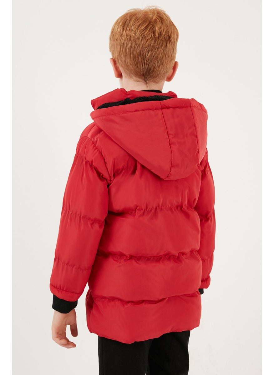 Plush Lined Removable Hooded Puffer Coat Boys' Coat 5763038