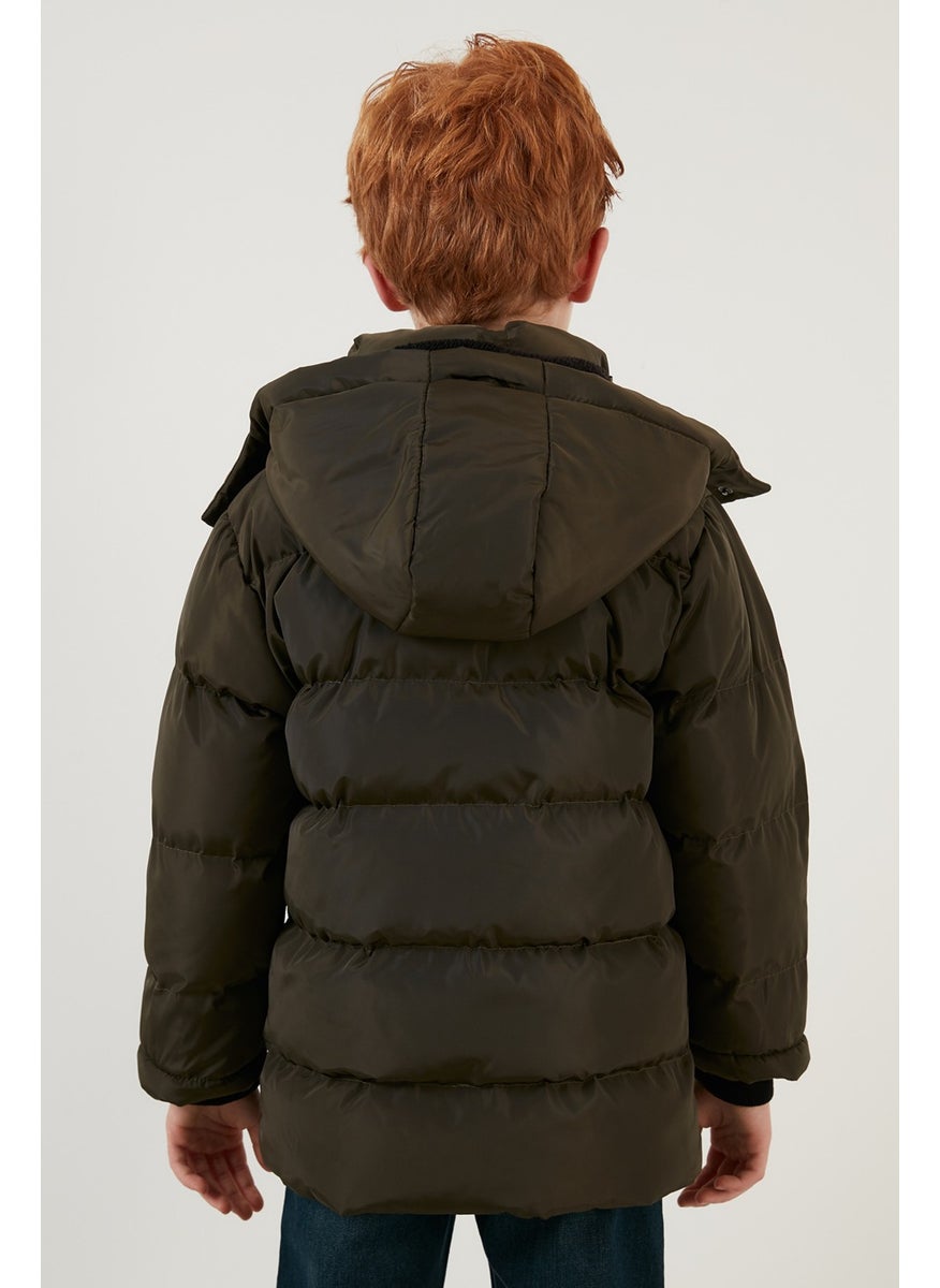 Plush Lined Removable Hooded Winter Coat with Pockets Boys' Coat 5761587
