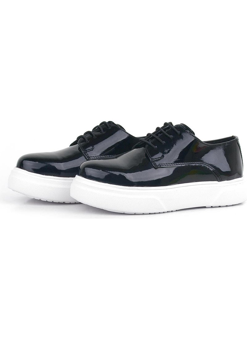 Derby Black Patent Leather White Sole Kids Classic Shoes
