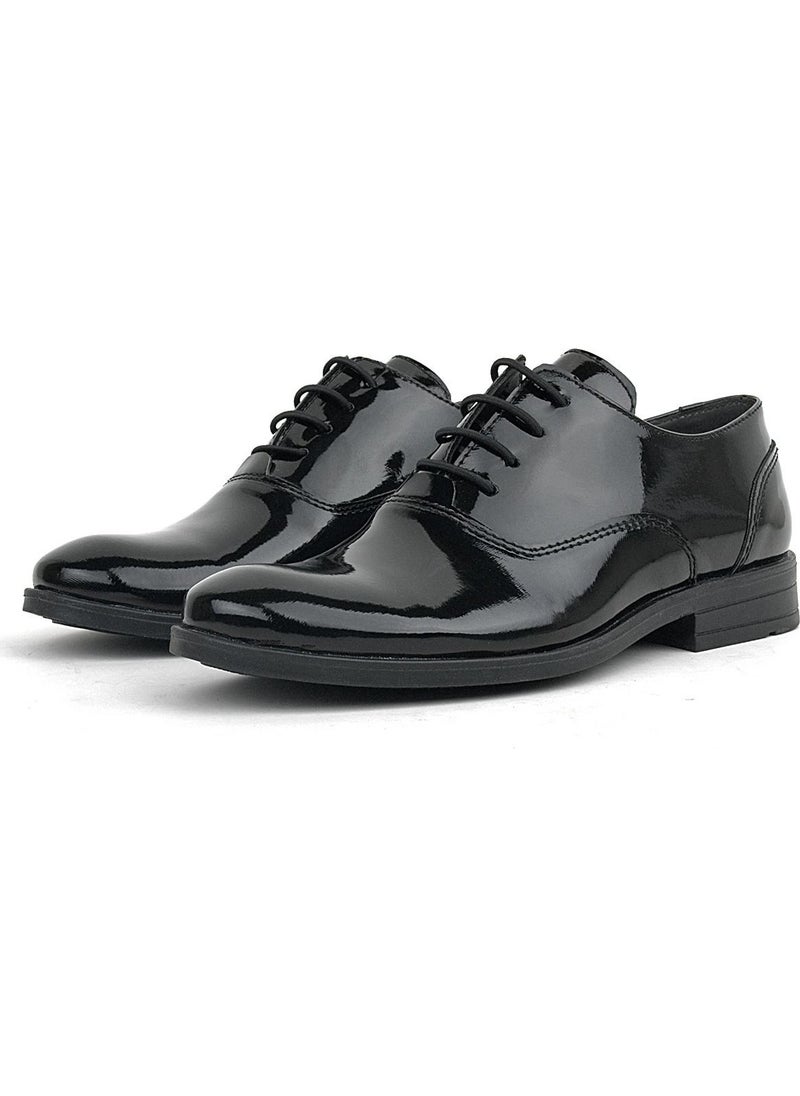 Smokin Black Patent Leather Lace-Up Kids Classic Shoes