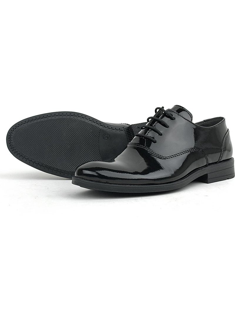 Smokin Black Patent Leather Lace-Up Kids Classic Shoes